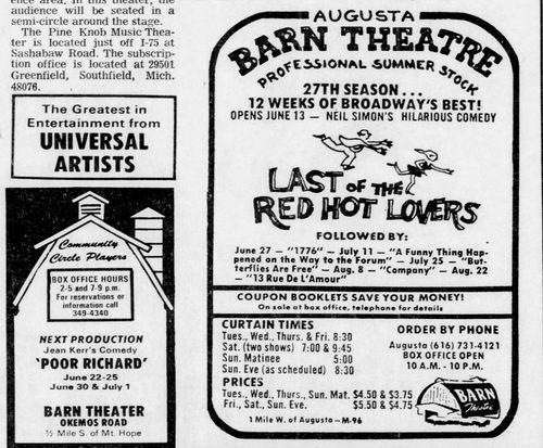 1972 ad as barn theatre Barn Theatre School , Augusta